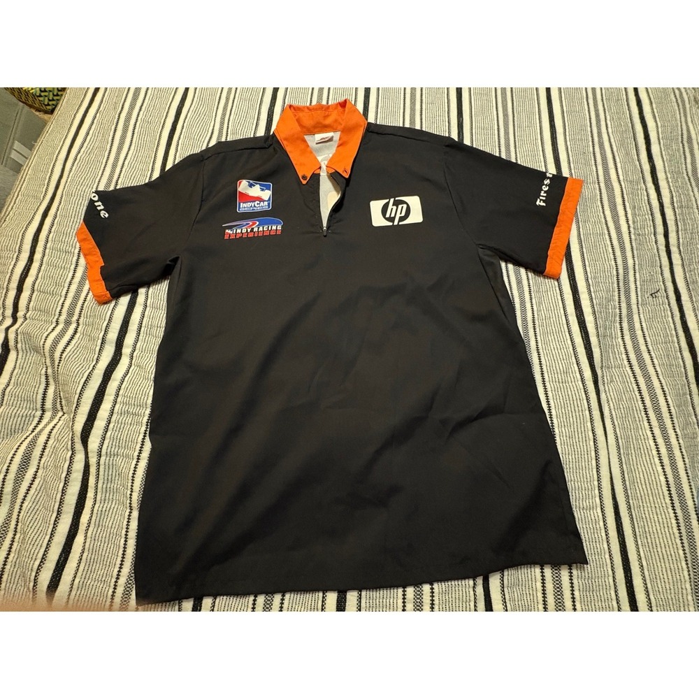 IndyCar Racing Experience HP Firestone Polo Shirt Men's Large Black Orange‎